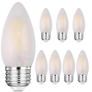 Jacqings E26 Candelabra Light Bulbs Frosted Chandelier Light Bulbs 25watt Equivalent 2700K Warm White B11 Torpedo Tip Dimmable 2W LED Decorative Candle Light Bulbs (8)