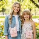 2 x Girls Purse Crossbody Bag Personalized Gifts for 6 7 8 9 10 11 12 Year Old | Initial Mouse Ears Sling Bag Toddler Purse with Adjustable Strap, Tween Girls Fashion, Christmas Brithday Gift for Girls Kids