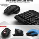 Wireless Keyboard and Mouse Combo, 2.4G Full Size Wave Keys Ergonomic Keyboard with Wrist Rest and 3-Level DPI Adjustable Wireless Ergonomic Mouse for Windows, Mac OS Desktop/Laptop/PC(Black)