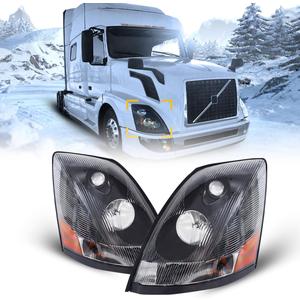 Semi Trucks Headlight Pair Compatible with 2004-2017 VOLVO VNL 670 780 (Including Driver Left Side & Passenger Right Side),VNL Headlamp Black Assembly