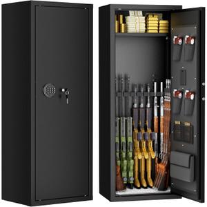 INTERGREAT 8-12 Service Weapon safes,Rifle Safe, Service Weapon Safes for Home Rifle and Pistols, Long Service Weapon Safe for Rifle Shotgun for Home,Quick Access Rifle Safes,Adjustable Shelves, Easy Assemble (Black)