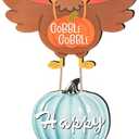 EpcrenAra Thanksgiving Door Hanging Sign Decorations, Wooden Fall Wall Hanger Decor Turkey Pumpkin Wreath Front Door Signs for Porch Wall Indoor Outdoor Deco