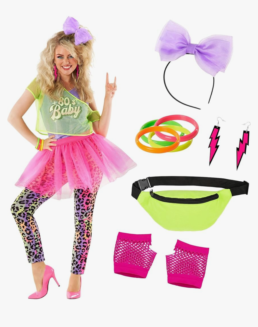 Morph 80s Outfit for Women 80s Costume Decades Day Outfits Womens 80 s Outfit for Party Halloween Disco Costume XXXL
