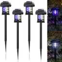 4 Pcs Solar Bug Zapper Outdoor Waterproof 2 in 1 Mosquito Zapper Solar Powered Mosquito Fly Trap Repellent Lamp Kills Bugs LED Lamp with White Purple Light for Garden Patio Yard Lawn (Black)