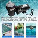 W3SP1580X15 Pool Pump 1.5 HP Replacement for Hayward PowerFlo LX Series 1.5 Horsepower Pool Pumps Single Speed Above Ground Pool Pump Square Flange 48Y Frame 115 Volts 11.2 Amps 3450RPM