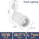 10W LED Track Lighting Heads L-Type Adjustable Ceiling Spotlights, 3000K/4000K/5700K, Flicker-Free CRI90+ (6-Pack) White Track Light Fixtures for Accent, Task & Art Lighting