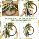 Suncalla 20 Inch Summer Lemon Wreath for Front Door with Artificial Blue Berry Bow Farmhouse Spring Summer Decor for Home Porch Window Wall Wedding Party Indoor and Outdoor