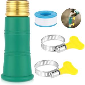 1 Set Universal Faucet Water Hose Adapter with Clamps Fits 3/4" Thickened Rv Sink Hose Attachment Connector for Garden Kitchen Bathroom Damaged/stripped Faucet Threads or Threadless