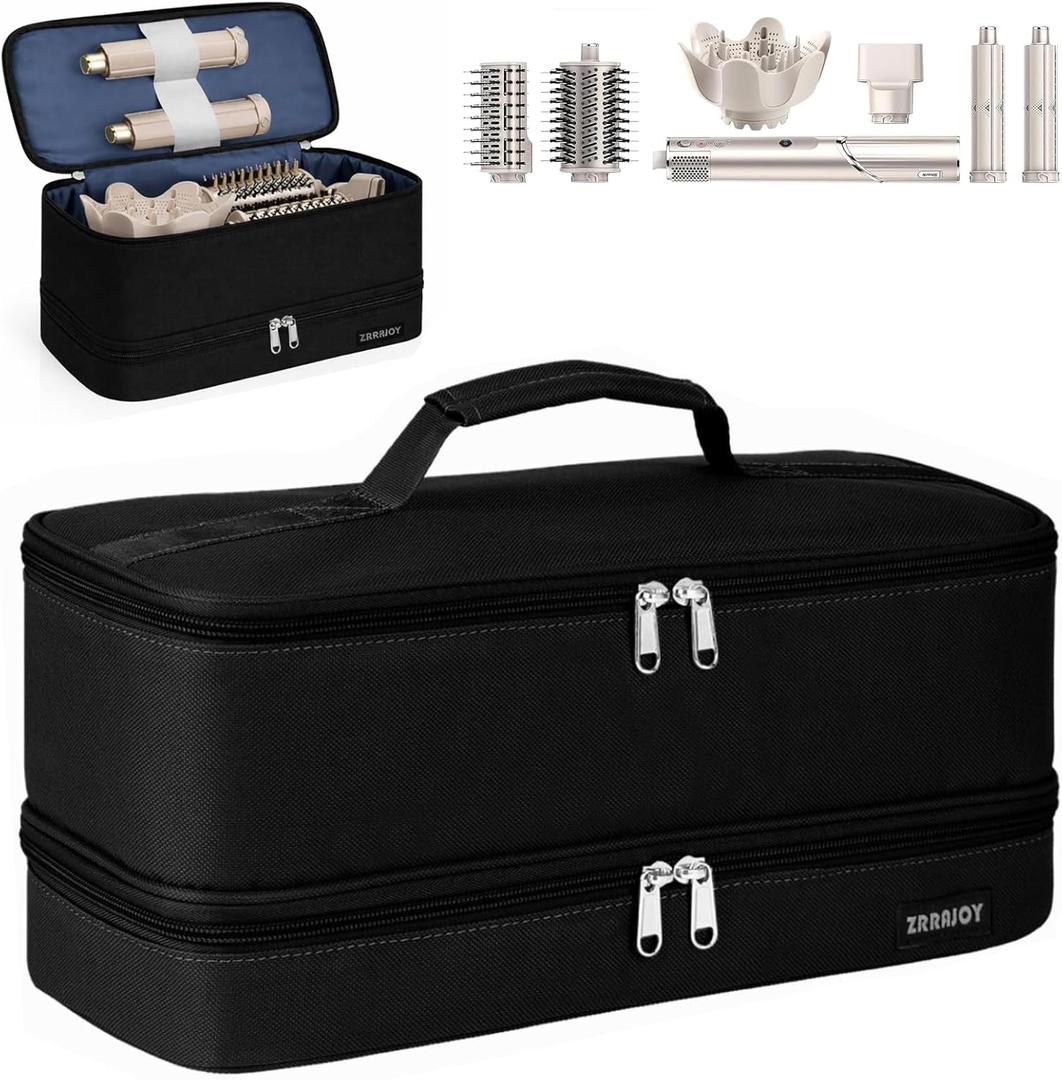 Double Layer Storage Case For Shark Flexstyle, Travel Carrying Case For Shark 430/440 Flexstyle, Organizer Bag For Shark Flexstyle/Dyson Airwrap Styler Attachments (Black)