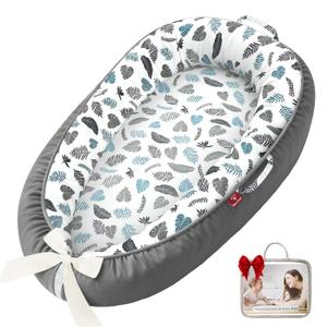 Baby Lounger - 100% Cotton Baby Lounger for Newborn with Lounger Cover, Portable Baby Nest for Home and Travel, Waterproof Lining, Newborn Babies Essentials Gifts