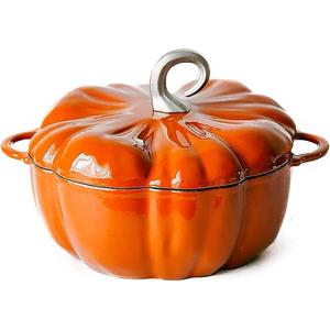 Pumpkin Cocotte,Pumpkin Dutch Oven Pot with Lid, Enamel Cast Iron Cooking Pot,Non Stick Pumpkin Pot, Stew Pot Soup Pot, Serves 3-5,Halloween Thanksgiving Decor Pot Gift (3.9 Quart, Orange)