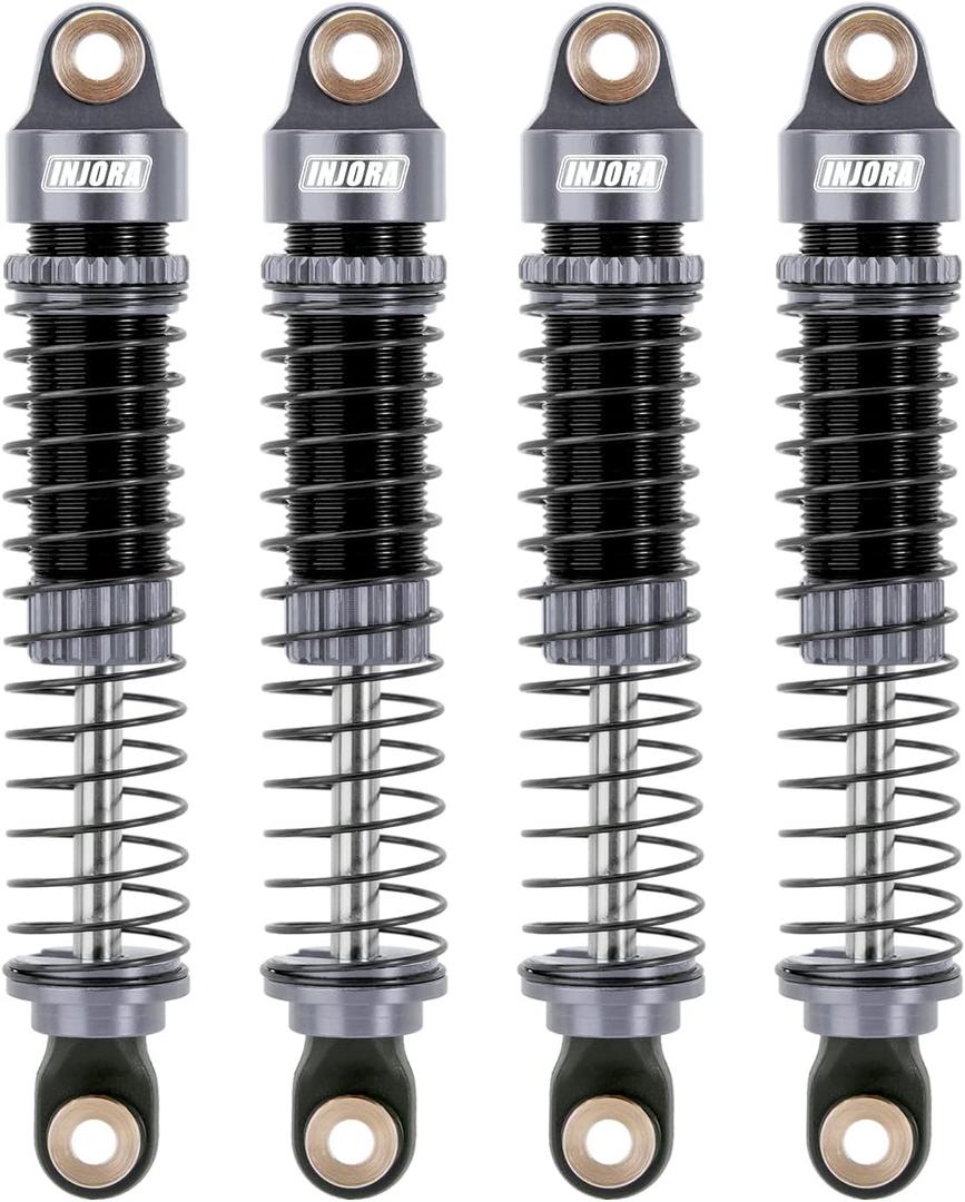 INJORA 59MM Shocks Long Threaded Shock Absorber Oil Damper for TRX4M TRX4MT 1/18 RC Crawler Upgrade (Grey)