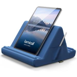 Lamicall Tablet Pillow Holder, Pillow Soft Pad - Bed Tablet Stand for Lap with Pocket & 4 Viewing Angles, for iPad Pro 11, 10.5, 12.9 Air Mini, Kindle, 4-13" Devices, Royal Blue