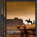 A PLUS MAX 15x20 Picture Frame Set of 3, Black Engineered Wood Frame for 15 x 20 Inch Picture Poster Photo, Light Weight 15 by 20 Frame with Wood-grain for Wall - 3 Pack/Black/15 x20