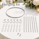 Ceiling Drapes Hanging Kit, 24 Inch Silver Hoop for 6 Panels
