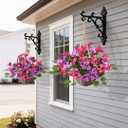 INQCMY Artificial Flower of Outdoor Bougainvillea 2 Pcs Uv Resistant No Installation Required Fake Hanging Basket Plants Suitable for Front Door Porch Courtyard Garden (Light Lotus Rose Red)