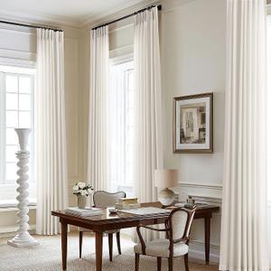 120 Inch Linen Curtains Pinch Pleated for Living Room Tall Windows Custom Made Pleat Drape with Hooks Rings Back Tab Privacy Semi Sheer Extra Long Linen Drape Curtains 120 Length Cream Ivory 10ft, 40"W x 120"L