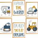 BearCake Toddler Boy Construction Room Wall Decor for Boys Toddler Room Playroom Nursery Set of 6, 8x10 Inches (children-excavators-8x10)