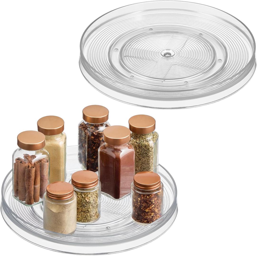 iDesign 11-Inch Round Lazy Susan Organizer for Kitchen or Pantry Storage - Set of 2 - Clear