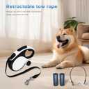 26-Foot Retractable Leash with chew-Resistant Cable for Medium to Large Dogs up to 110 pounds, Sturdy Nylon Strap, Tangle-Free, one-Hand Brake(White, 26Ft)