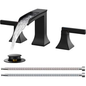 FORIOUS Bathroom Faucet 3 Hole Widespread 8" Sink Faucets Matte Black