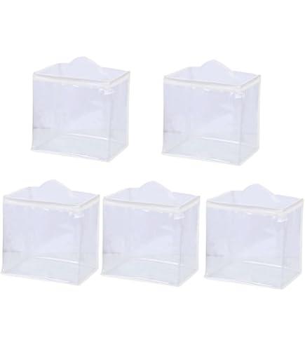 Abbylike 5 Pcs 12'' Zippered Clear Plastic Storage Bags with Label Pocket and Handles Plastic Storage Bins Clear Moving Bags Waterproof Organizers Tote Bins for Closet Sheet Clothes Packing