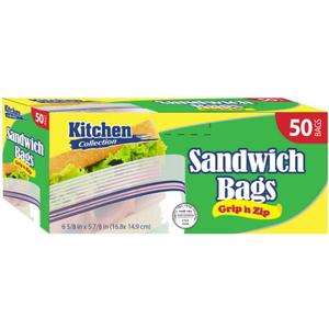 Sandwich Zip & Lock Bags, Case of 1200 (24 packs x 50)