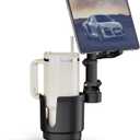 OHLPRO Tablet Cup Holder Car Mount with 3.9" Cupholder, 2-in-1 Retractable Arm Truck Stand for 5"-13" iPad Pro 12.9/Air/Mini 6/5, iPhone 17/16/15, Cell Phone, Road Trip Accessories