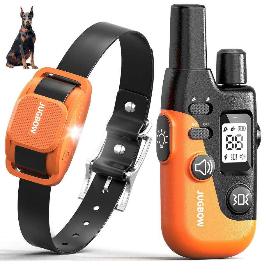 Jugbow Dog Shock Collar with Remote - 4200FT Dog Training Collar with LED Light, Electric Collar for Small Medium Large Dogs, IPX8 Waterproof Ecollar Collar with Beep/Safe Static/Vibration (Orange)