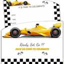 XIAOPNN Race Car Birthday Party Invitation for Boys, Yellow Racing Car, 30 Cards With 30 Envelopes, 5x7 Inches. Set of 2