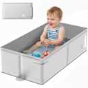 Baby Bathtub for 6M-3Y Toddler, Baby Shower Gifts & Registry Search for Boys Girls, Collapsible & Portable Bathtub for Beach Vacation Travel, Bath Essentials for Toddler, Newborn, Kids