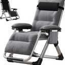 Zero Gravity Chair, Lawn Recliner, Reclining Patio Lounger Chair, Folding Portable Chaise with Detachable Soft Cushion, Cup Holder, Headrest (Modern Gray)