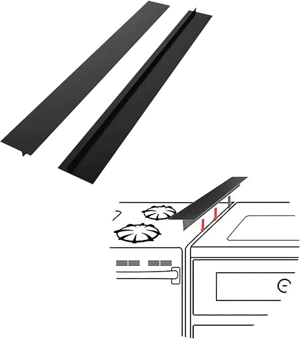 ItsNio Silicone Stove Gap Covers (2 Pack), Stove Gap Guard, Heat Resistant Oven Gap Filler, Easy Clean, 25 Inches, Black