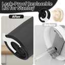 2 Pack Flip Straw Replacement Lids40 OZ Tumbler Lid Replacement for Stanley Quencherwith 2 Straws, Dual Drinking Outlets, Compatible with Stanley Cup Accessories Spill Proof Tumbler Lids for (black)