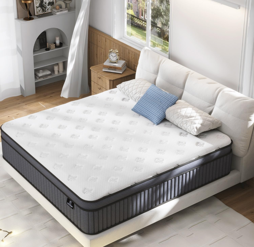 Firm King Mattress, [Enhanced] 12 Inch King Size Hybrid Mattress with Gel Memory Foam & Independent Pocket Springs, Pressure Relief, Strong Edge Support, 365Night Trial, CertiPURUS