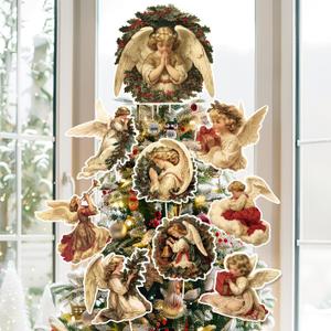 Christmas Angel Tree Topper 9Pcs Vintage Retro Ornament Tree Decorations for Xmas Tree Top Decoration Indoor Outdoor Home Decor Holiday Party