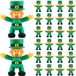 Hanaive 24 Pcs St Patricks Day Leprechaun Figurine Mini Leprechaun Toys PVC Miniature Irish Figurines Green Decor for St Patricks Day Party Hide and Seek Garden Table Decorations, 2.4 x 2.4 Inche