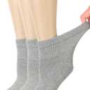 Hugh Ugoli Women's Bamboo Diabetic Ankle Socks, Super Soft Seamless Toe Non Binding, Wide, Loose Fit & Stretchy, 3 Pairs (6-9, 15- Light Grey (3 Pairs))