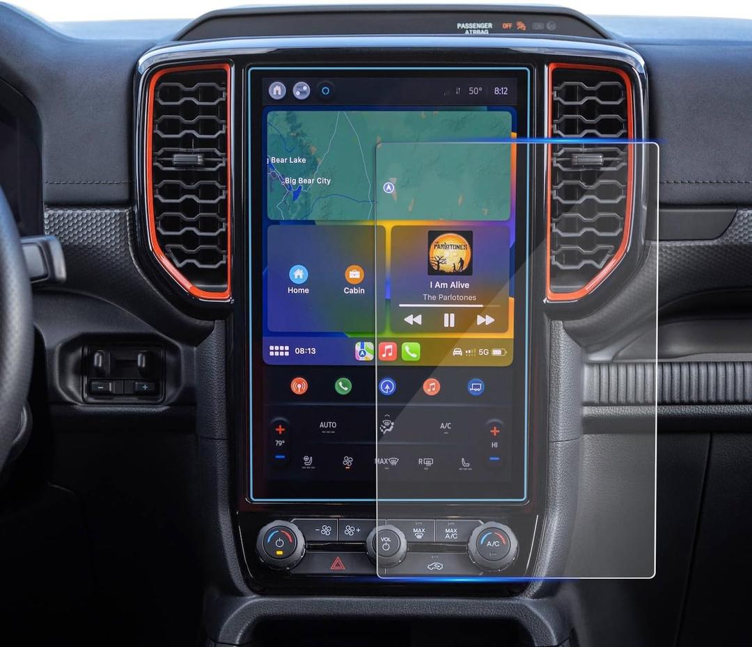 Tempered Glass Screen Protector for Ford Ranger 2024 2025, Infotainment Navigation Screen Film Compatible With Ranger (XLT Optional/LARIAT/Raptor) Accessories - 12 inch (Transparent)