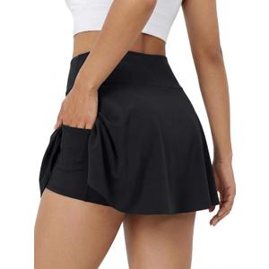 DLOODA Golf Skorts for Women with Pockets Inner Shorts Tennis Skirt High Waisted Athletic Skorts Workout Pickleball (Black, S)
