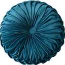 HLOVME Round Velvet Pillow for Couch Small Handmade Decorative Throw Pillow for Bed Bedroom 13.7 Dark Blue