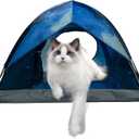 ASFANES Outdoor Waterproof Pet Camping Tent, Cave Bed for Indoor Cats and Small Dogs, Portable Cat House Dog House, 21.6x21.6x14.9'', Navy Blue, S.