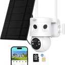 4G LTE Cellular Security Camera 180°Automatic Intrusion Detection and 360°Panoramic View Home and Outdoor Security Camera with Solar Panel, 2K Video Illumination at Night-4G-New