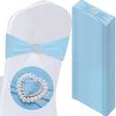 VitalCozy 50 Pcs Spandex Chair Sashes with Heart Shaped Buckle Slider Stretch Chair Cover Band Universal Elastic Chair Ties for Wedding Banquet Event Party Decoration(Sky Blue)
