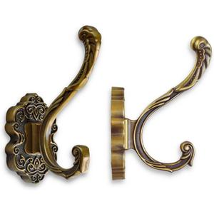 Vintage Brass Coat Hooks Wall Mount - 2 Pack Heavy Duty Rustproof Decor for Hanging Towels, Jackets, Hats - Easy Install Kit for Bathroom, Entryway, Mudroom & Bedroom