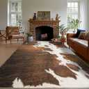 Cowhide Rug Area Rugs for Living Room, 6x9 Cow Print Rug Machine Washable for Bedroom Dining Room Western Home Decor Non-Slip Low Pile Indoor Floor Carpet