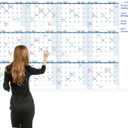 Large Dry Erase Calendar for Wall  Yearly Wall Calendar Dry Erase, 37" x 57.9", 12-Month Undated Blank Calendar Planner, Reusable Laminated Task Organizer with Note, Great for Office, Classroom, Home