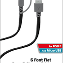 Pack of 2 Gear Extended Length USB-C and Micro USB Sync & Charge Cable - Gray/Black, 6 ft