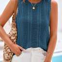 KIRUNDO Beach Vacation Clothes for Women Spring Summer Crochet Sweater Vest Tank Tops Cover Ups Resort Cruise Outfits 2026 (Blue, M)