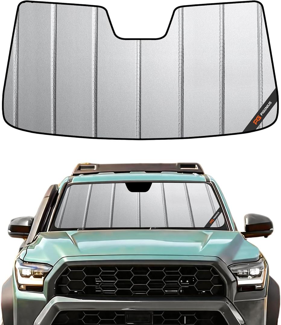 Pigenius Windshield Sunshade for Toyota Tacoma 2024-2026 Without Factory Dashcam, Front Window Sun Shade - Safeguard